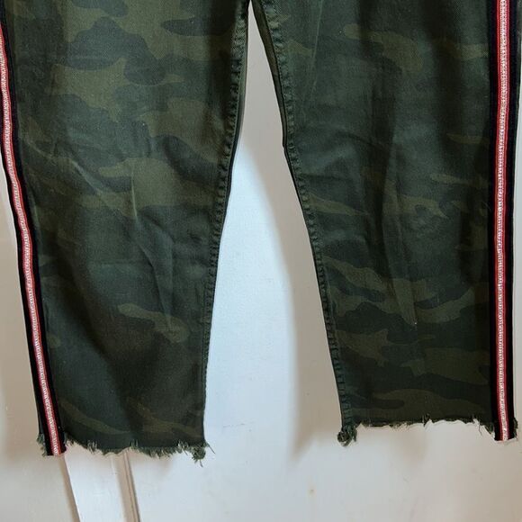 Zara Camouflage Straight Leg Jeans with Red Stripe - Picture 5 of 11